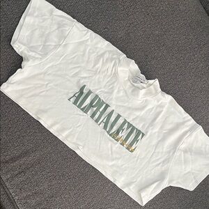 Alphalete White Crop Top with Green Logo